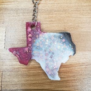 Red black and white Texas keychain